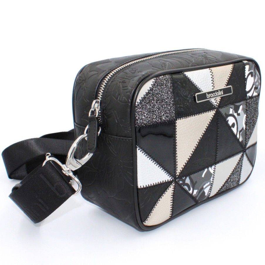 Borse Da Donna Braccialini | Braccialini Borsa A Tracolla In Pelle Nera E Multicolore Patchwork B13515