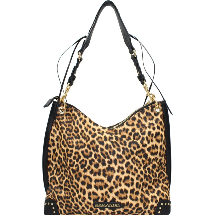 Borse Da Donna ERMANNO Ermanno Scervino | Ermanno Ermanno Scervino Women'S Hobo Bag With Leopard Pattern 12401275