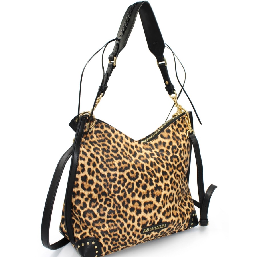 Borse Da Donna ERMANNO Ermanno Scervino | Ermanno Ermanno Scervino Women'S Hobo Bag With Leopard Pattern 12401275