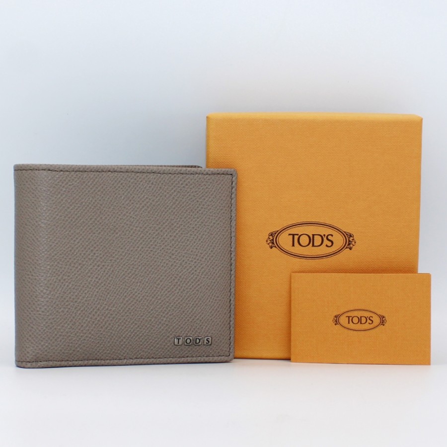 Accessori Da Uomo TOD'S | Tod'S Portafoglio Da Uomo In Pelle Martellata, Colore Grigio Chiaro, Made In Italy Xamletc03Z0Doub203