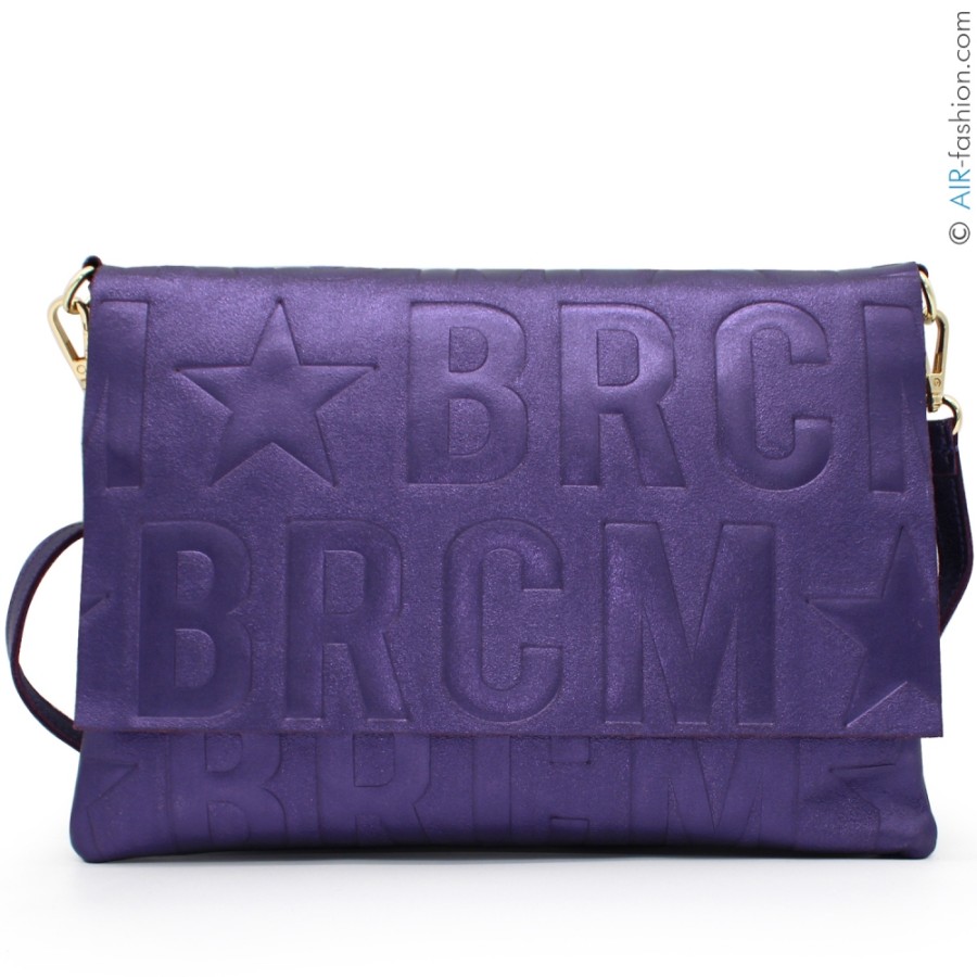 Borse Da Donna M*BRC | Borsa A Spalla Maxi-Clutch In Pelle Viola Metallizzata M*Brc F260_Viola