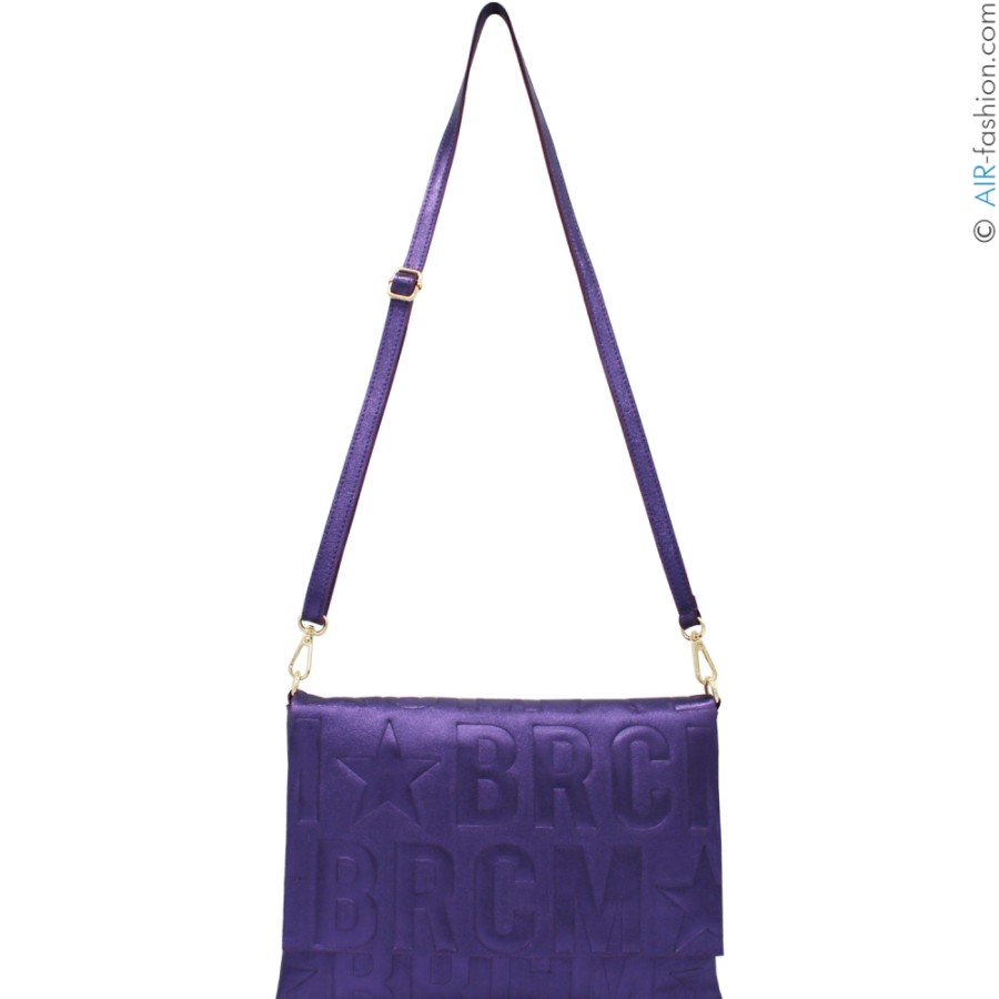 Borse Da Donna M*BRC | Borsa A Spalla Maxi-Clutch In Pelle Viola Metallizzata M*Brc F260_Viola