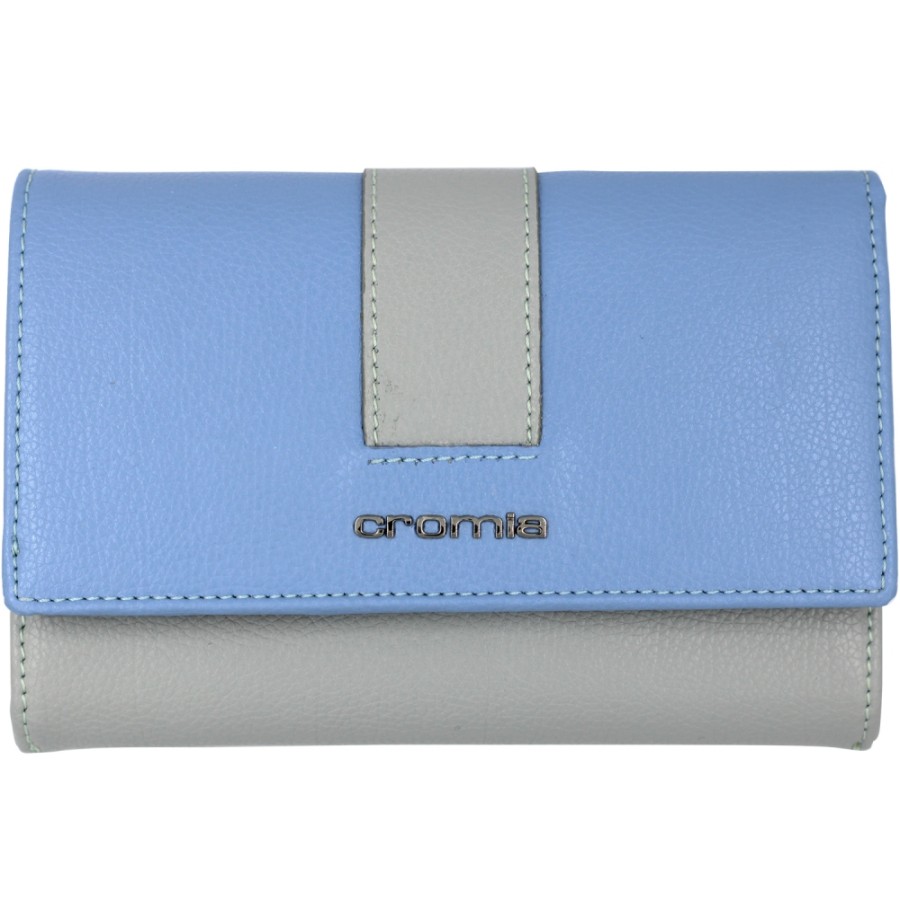 Accessori Da Donna CROMIA | Portafoglio Cromia Da Donna In Morbida Pelle Grigio-Blu Made In Italy 8051978063773