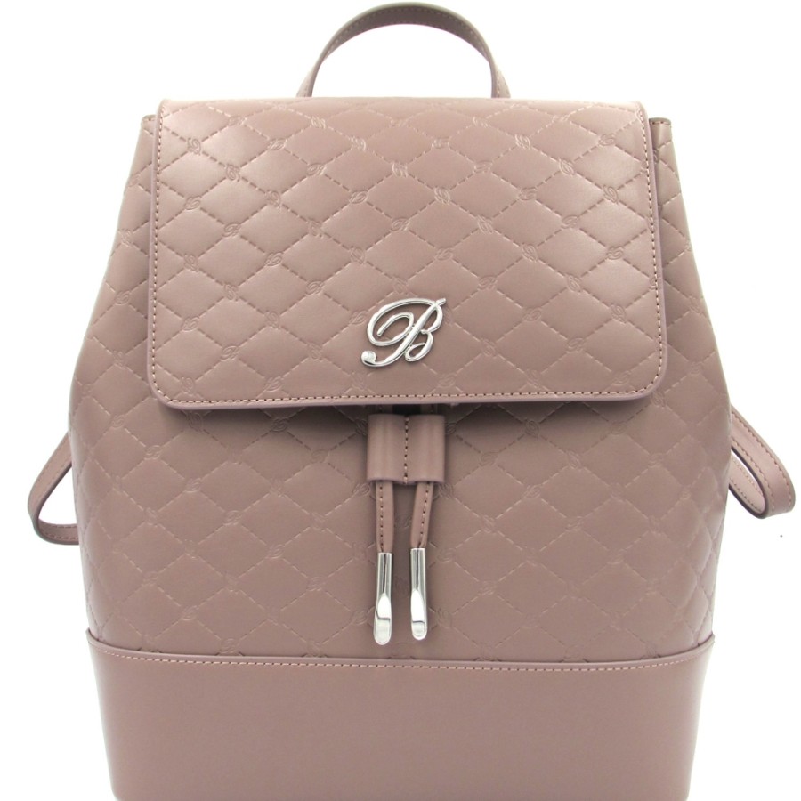 Borse Da Donna Blumarine | Zaino Blumarine In Pelle Beige-Rosa Con Monogrammi B83Pwb690072050