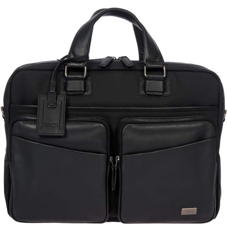 Borse Da Lavoro BRIC'S | Bric'S Borsa Business Nera Da Uomo Per Laptop 15 In Pelle E Nylon, L Br207704.909