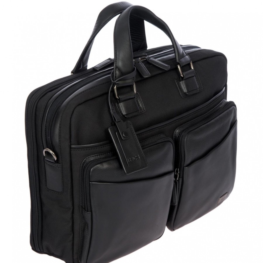 Borse Da Lavoro BRIC'S | Bric'S Borsa Business Nera Da Uomo Per Laptop 15 In Pelle E Nylon, L Br207704.909