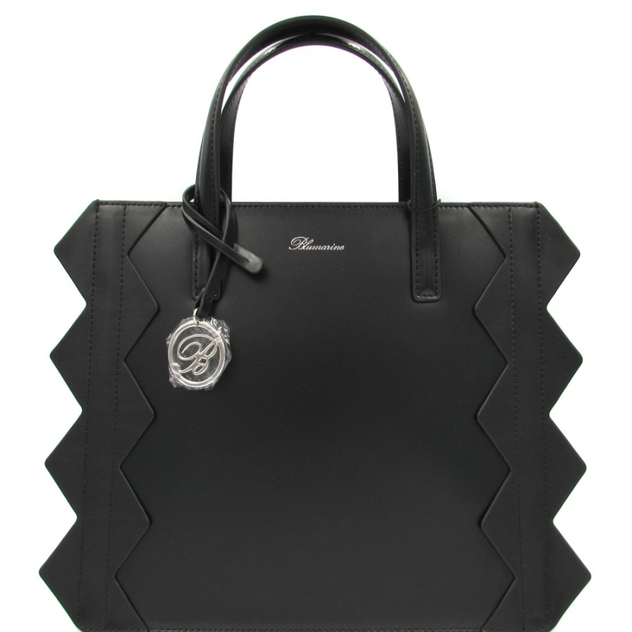 Borse Da Donna Blumarine | Blumarine Borsa A Mano In Pelle Nera Con Bordi Triangolari B91Pwb860032999