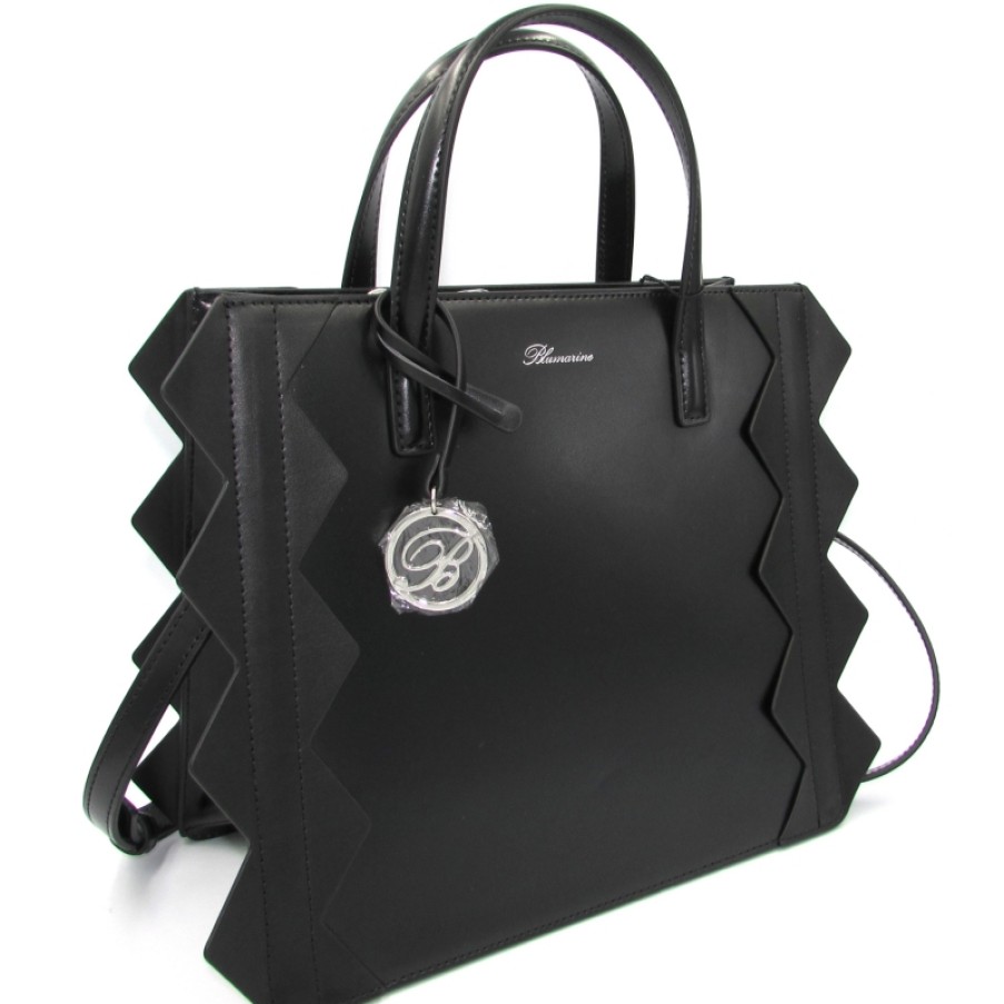 Borse Da Donna Blumarine | Blumarine Borsa A Mano In Pelle Nera Con Bordi Triangolari B91Pwb860032999