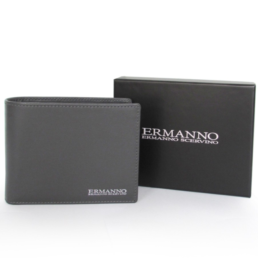 Accessori Da Uomo ERMANNO Ermanno Scervino | Ermanno Ermanno Scervino Portafoglio Da Uomo In Pelle Grigia Italiana 12600032A