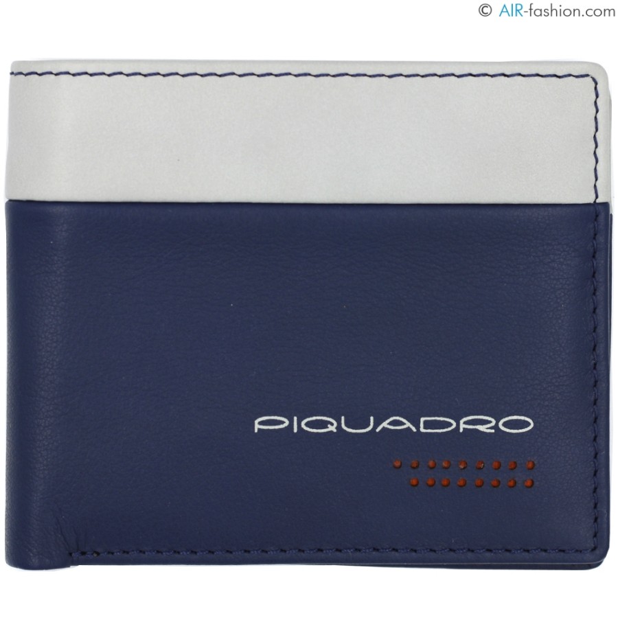 Accessori Da Uomo PIQUADRO | Portafoglio Uomo Piquadro In Pelle Blu E Grigio Per Carte Di Credito E Banconote, Protezione Antifrode Rfid Pu3891Ub00R/Blgr