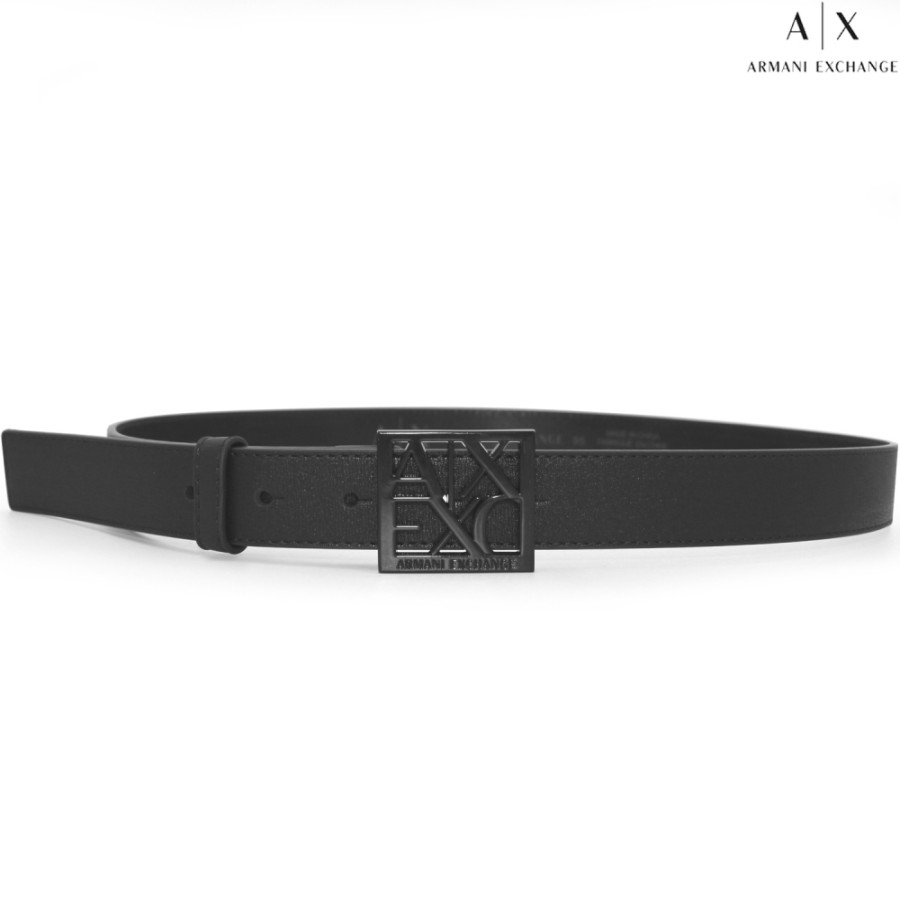 Accessori Da Donna scambio Armani | Armani Exchange Cintura Da Donna Nera, Con Fibbia Quadrata 9411300A874100020