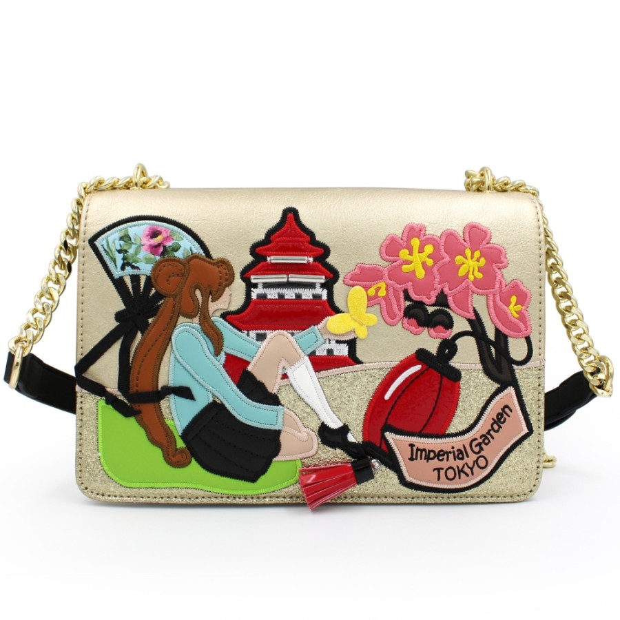 Borse Da Donna Braccialini | Braccialini Borsa A Tracolla Con Patta Con Collage Tokyo Stile Cartoon B14816