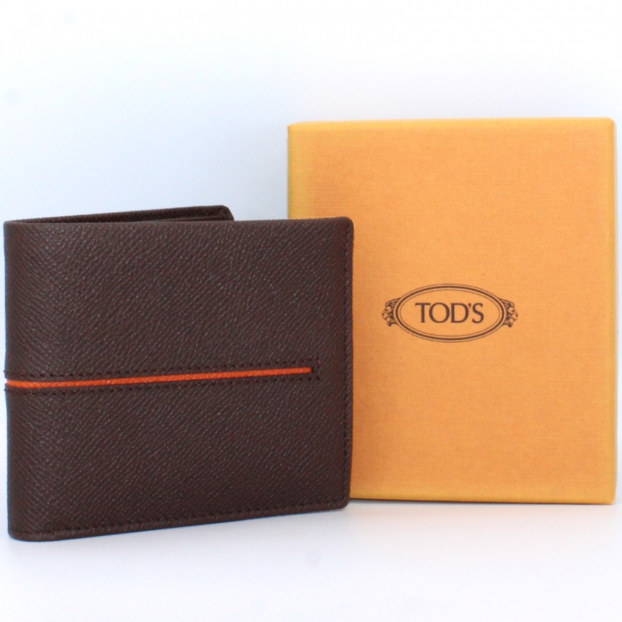 Accessori Da Uomo TOD'S | Tod'S Portafoglio Uomo In Pelle Marrone Con Inserto Centrale Arancio Xamachc0300Dou2747