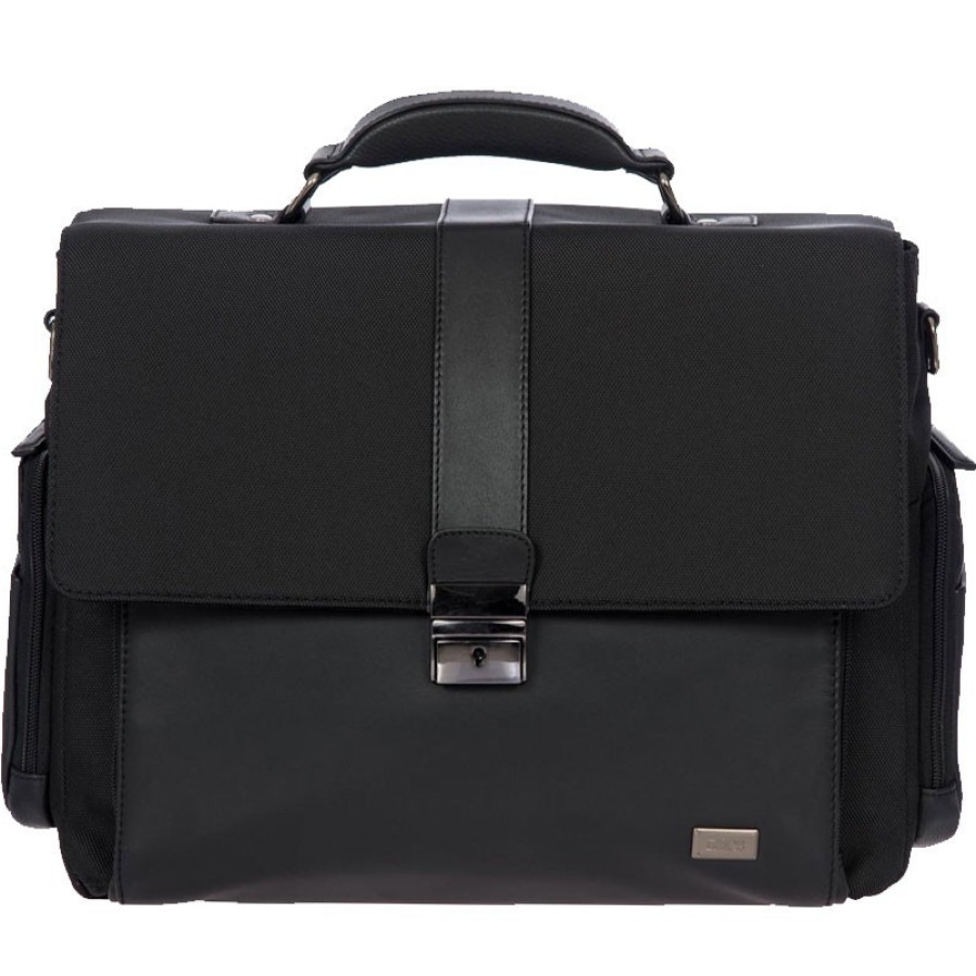 Borse Da Lavoro BRIC'S | Bric'S Cartella Business Da Uomo, In Vera Pelle Nera E Nylon Br207706.909