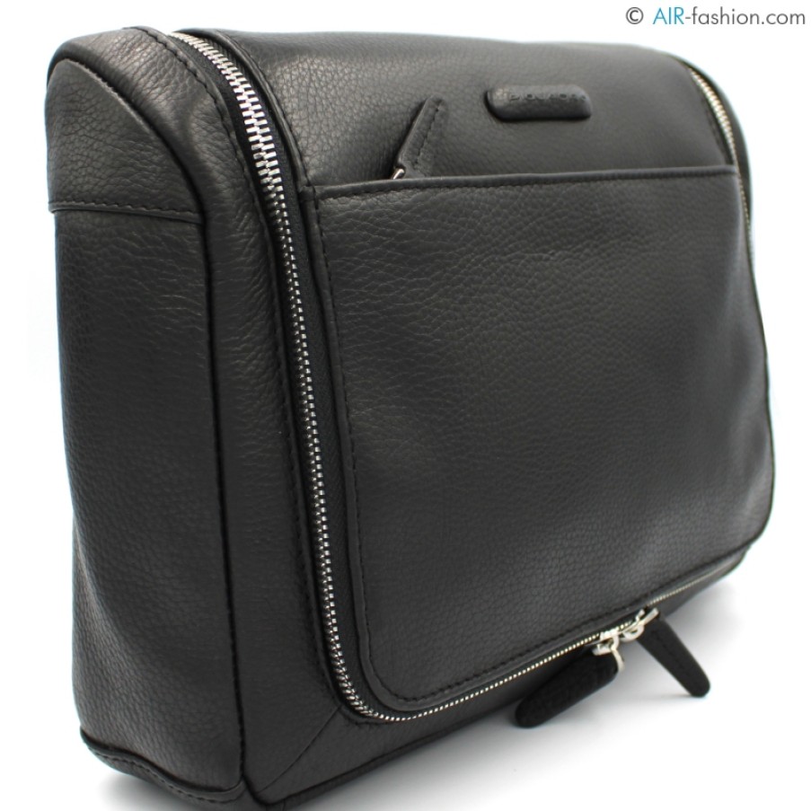 Bagagli: Borse Da Viaggio E Valigie Piquadro | Piquadro Beauty-Case Da Viaggio In Pelle Nera By3853Mo/N