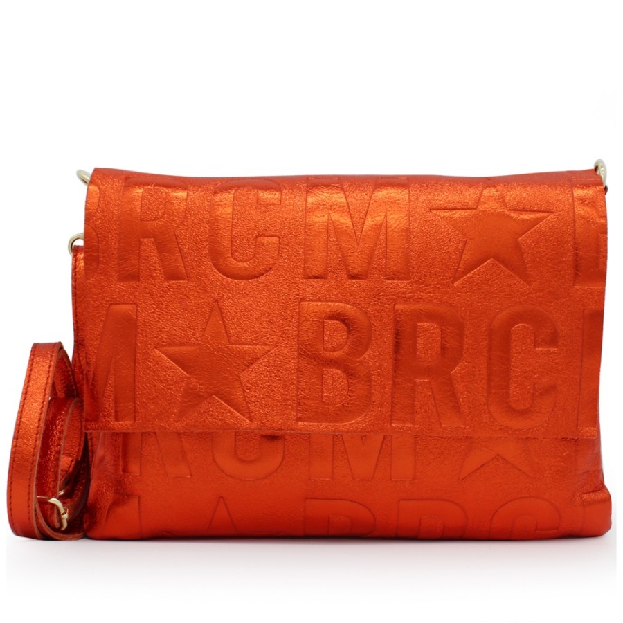 Borse Da Donna M*BRC | Borsa A Spalla Maxi-Clutch In Pelle Metallizzata Arancione M*Brc F260_Arancione