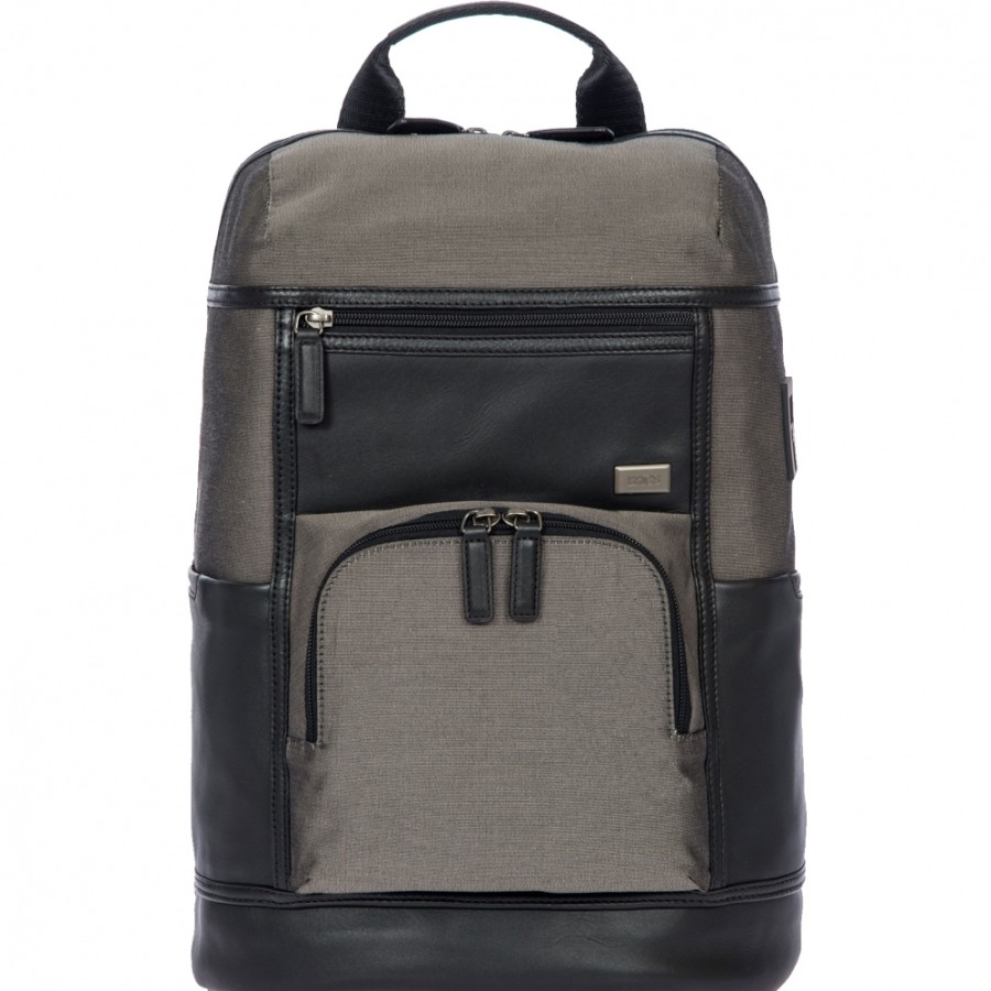 Borse Da Uomo BRIC'S | Bric'S Zaino Porta Laptop Da Uomo Nero E Grigio, Con Slot Usb, In Nylon E Pelle, L Br207703.104