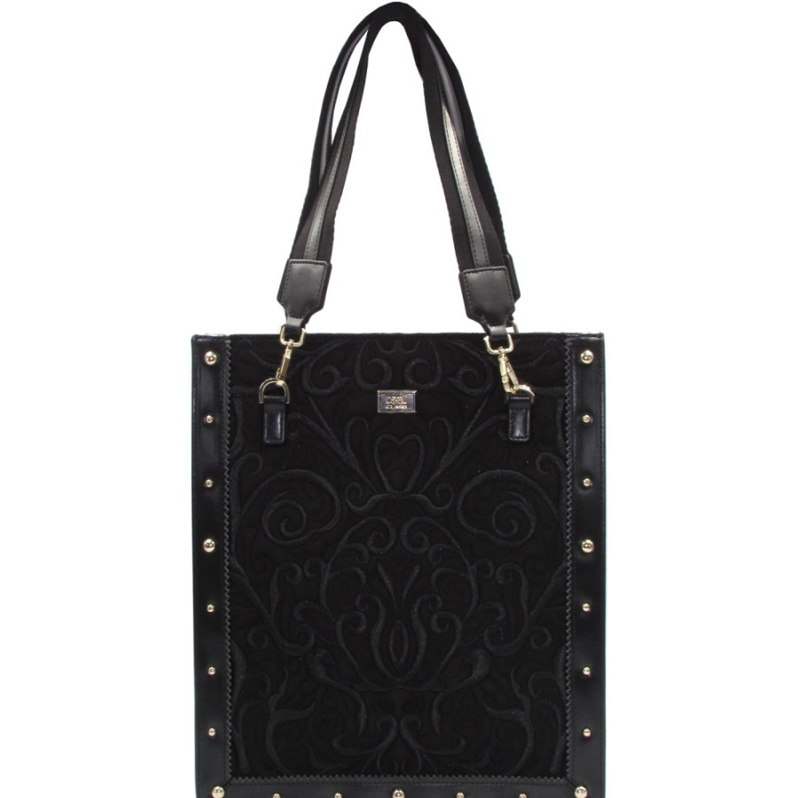 Borse Da Donna CLASSE Cavalli | Borsa Tote Nera Cavalli Class Con Ricami Ornamentali C83Pwcrh0062999