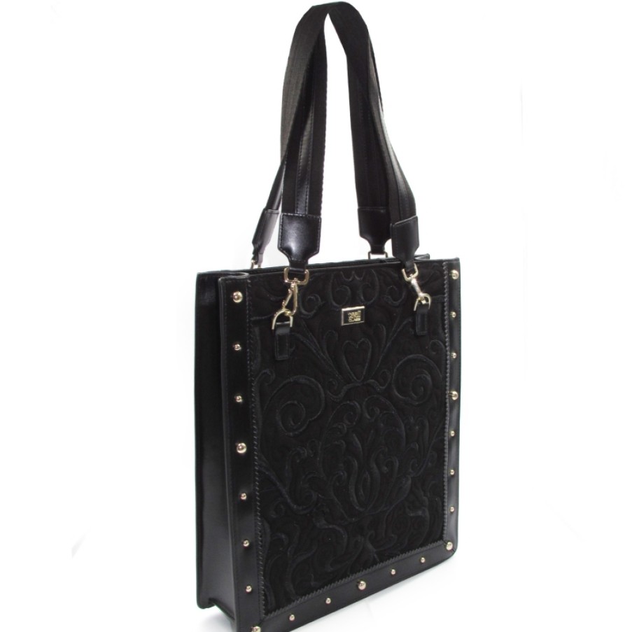 Borse Da Donna CLASSE Cavalli | Borsa Tote Nera Cavalli Class Con Ricami Ornamentali C83Pwcrh0062999