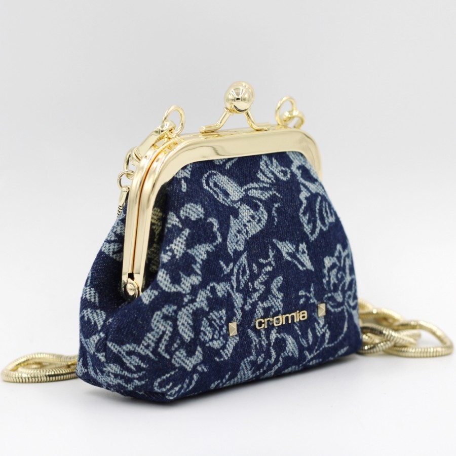 Borse Da Donna Cromia | Portamonete/Pochette Cromia In Stile Vintage, In Tessuto Jacquard Blu 2600260