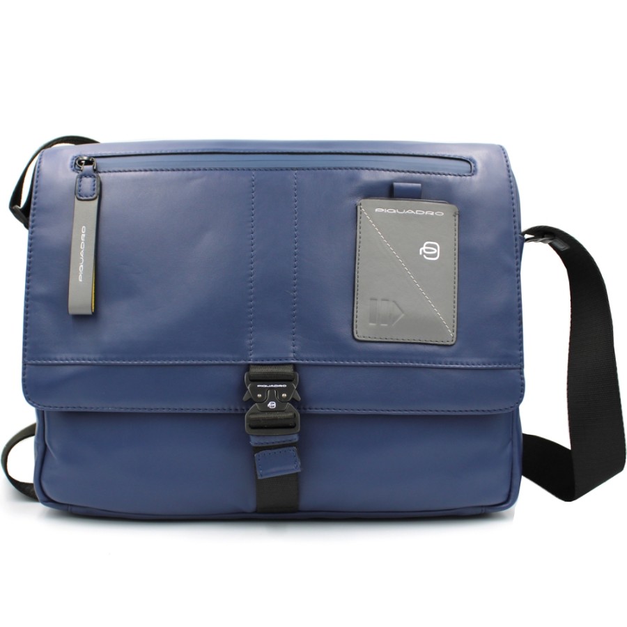 Borse Da Uomo PIQUADRO | Piquadro Borsa Messenger Uomo In Pelle Blu Con Tasche Porta Laptop E Ipad Ca4639W97/Blu