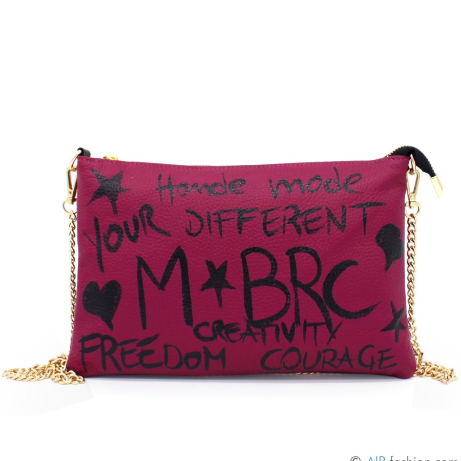 Borse Da Donna M*BRC | Pochette M*Brc In Pelle Rosa Con Motivo Graffiti Dipinto A Mano F241_Amarena