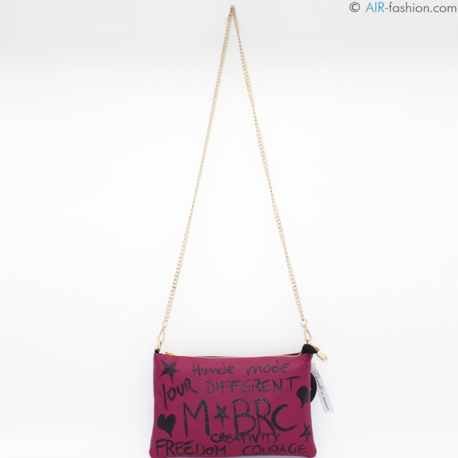 Borse Da Donna M*BRC | Pochette M*Brc In Pelle Rosa Con Motivo Graffiti Dipinto A Mano F241_Amarena