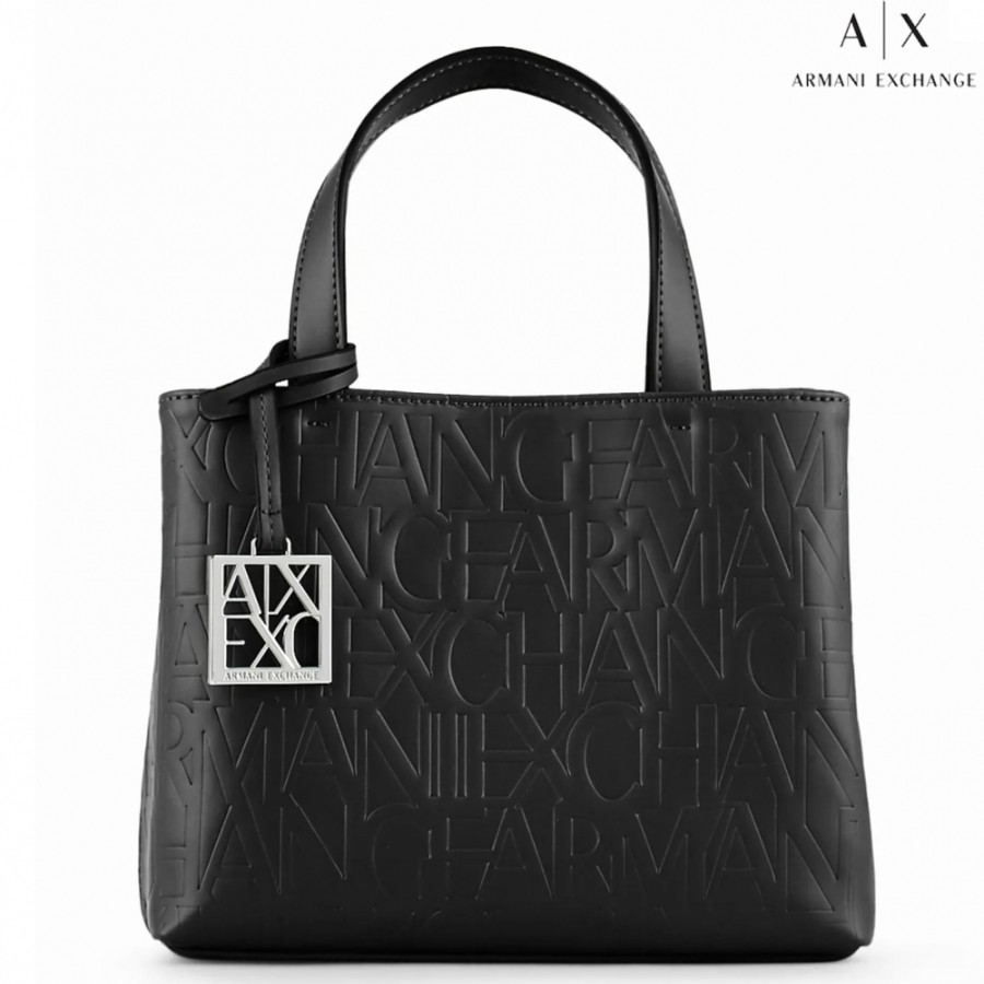 Borse Da Donna scambio Armani | Armani Exchange Borsa Tote Piccola Con Loghi In Rilievo, Nera 942647Cc793100020