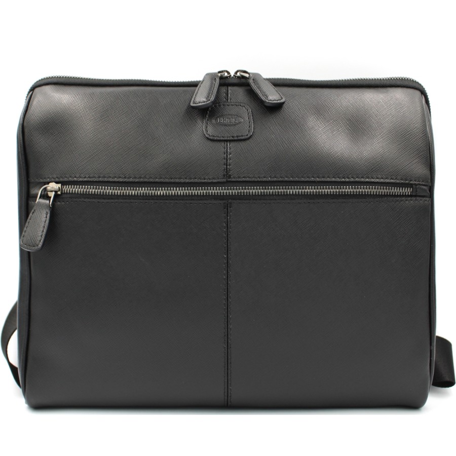 Borse Da Uomo BRIC'S | Bric'S Borsa A Tracolla A Tracolla In Pelle Nera Moda Uomo Per Ipad E Mini Laptop Brh04657.001