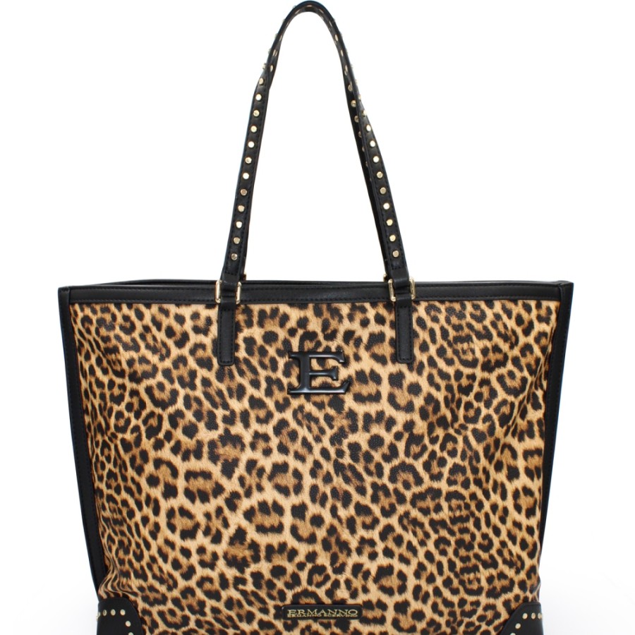 Borse Da Donna ERMANNO Ermanno Scervino | Ermanno Ermanno Scervino Borsa Maxi Shopper Con Fantasia Leopardata Maculata 12401273