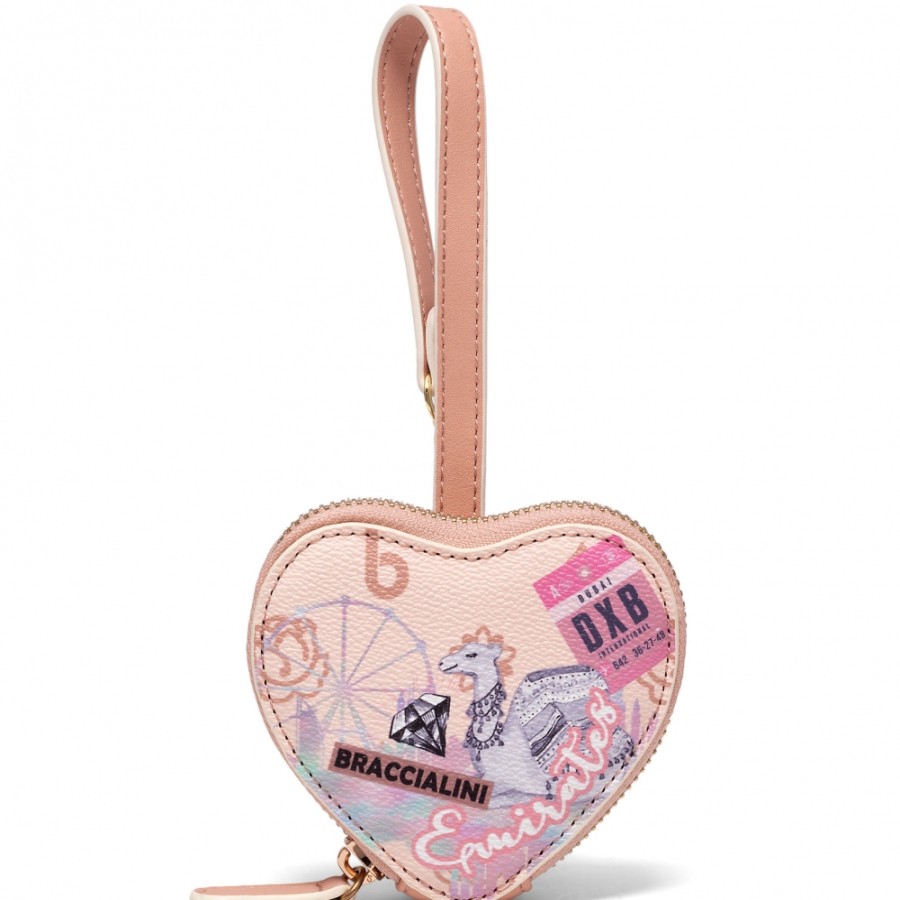 Accessori Da Donna Braccialini | Braccialini Designer Ciondolo - Portamonete Con Stampe Dubai, Colore Rosa B16408