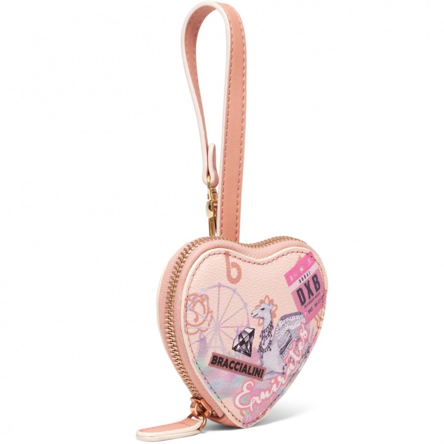 Accessori Da Donna Braccialini | Braccialini Designer Ciondolo - Portamonete Con Stampe Dubai, Colore Rosa B16408