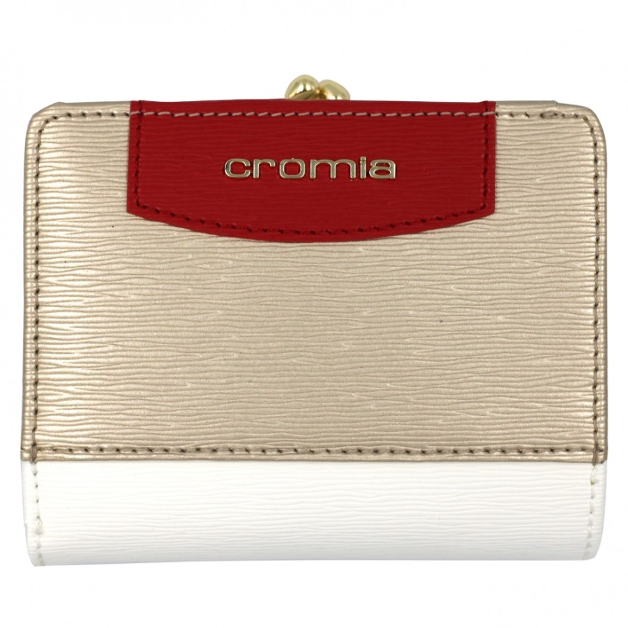 Accessori Da Donna Cromia | Portafoglio Cromia Portamonete Di Oro Bianco - Rosso - Pelle 8051978067719