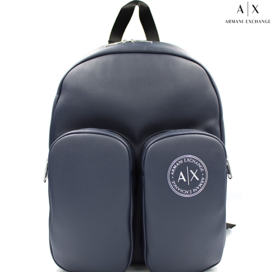 Borse Da Uomo scambio Armani | Armani Exchange Zaino Blu Da Uomo, Con Due Tasche Frontali 952292-0A825-Blu