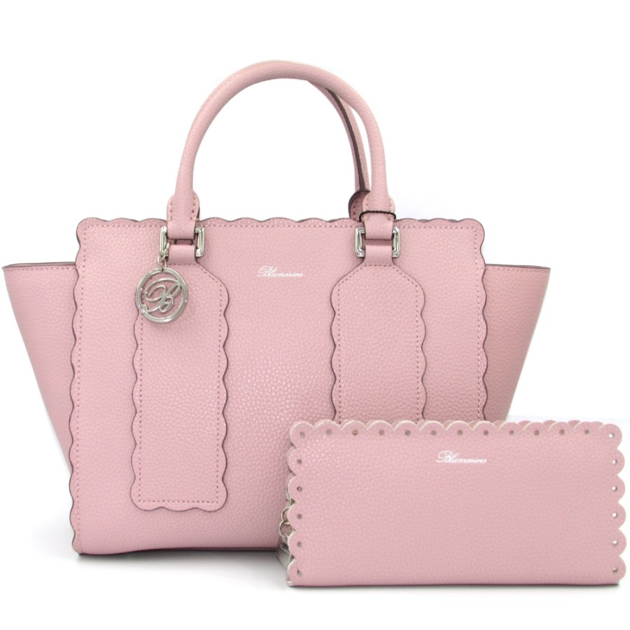 Borse Da Donna Blumarine | Blumarine Borsa + Portafoglio In Pelle Rosa Stile Belle Epoque Con Decoro Onde B83Pwb760042050