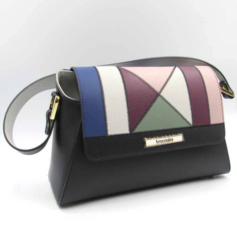 Borse Da Donna Braccialini | Braccialini Lussuosa Borsa Con Patta In Pelle In Stile Patchwork B12652