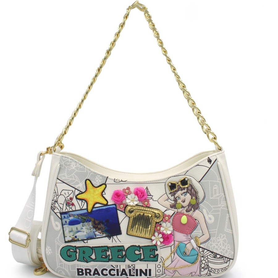 Borse Da Donna Braccialini | Borsa A Tracolla Braccialini Cartoline, Grecia B17085-Yy