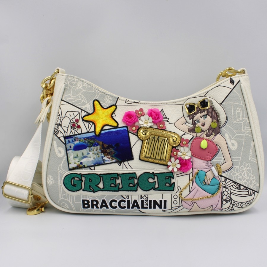 Borse Da Donna Braccialini | Borsa A Tracolla Braccialini Cartoline, Grecia B17085-Yy