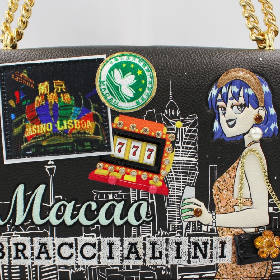 Borse Da Donna Braccialini | Braccialini Borsa A Tracolla Cartoline, Casino E Slot Machines A Tema Macao B17375-Yy-818-Uni