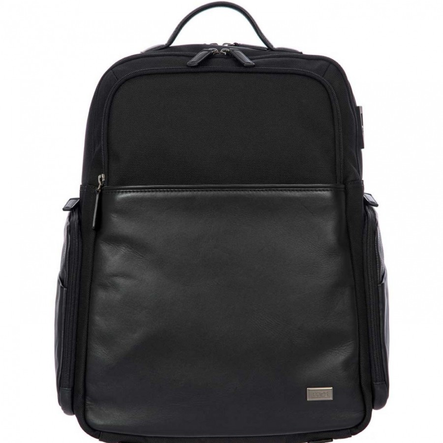 Borse Da Uomo BRIC'S | Bric'S Zaino Grande Da Uomo In Pelle Nera E Nylon, Con Slot Usb Br207701.909