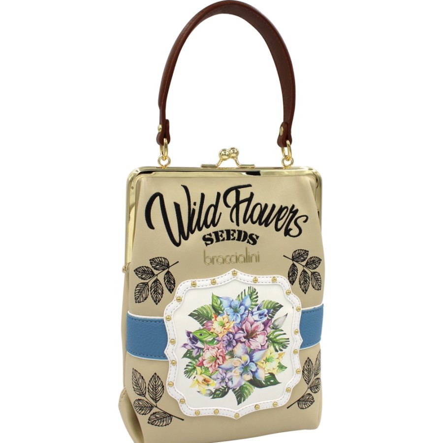 Borse Da Donna Braccialini | Borsa Braccialini Reticolo In Stile Vintage 1800, Colore Beige B14831