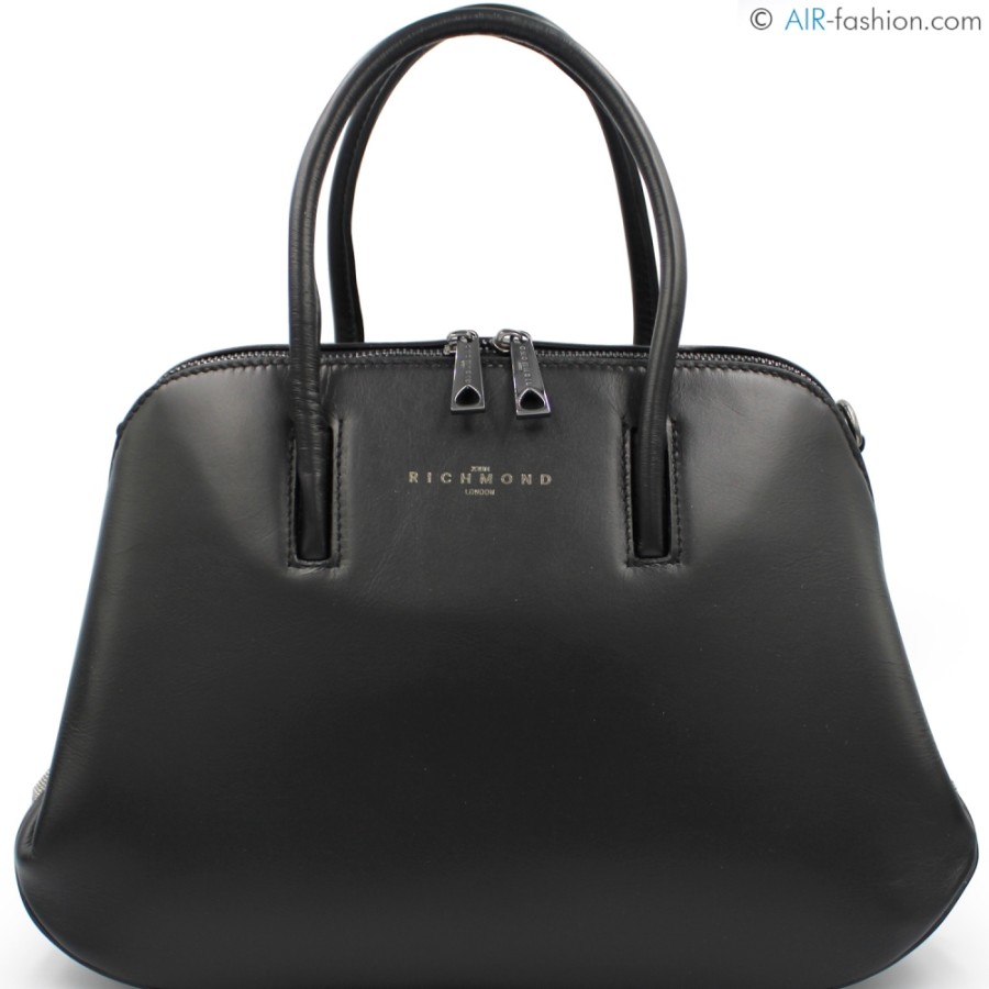 Borse Da Donna Giovanni Richmond | Borsa Boston Elegante John Richmond In Pelle Nera Spazzolata Opaca Jr-W-1045