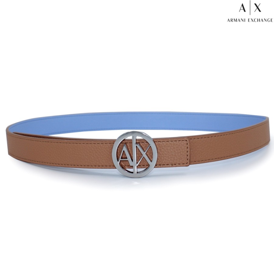 Accessori Da Donna scambio Armani | Armani Exchange Cintura Da Donna Reversibile Beige Scuro/Blu, Con Fibbia Tonda 9411180A877109552