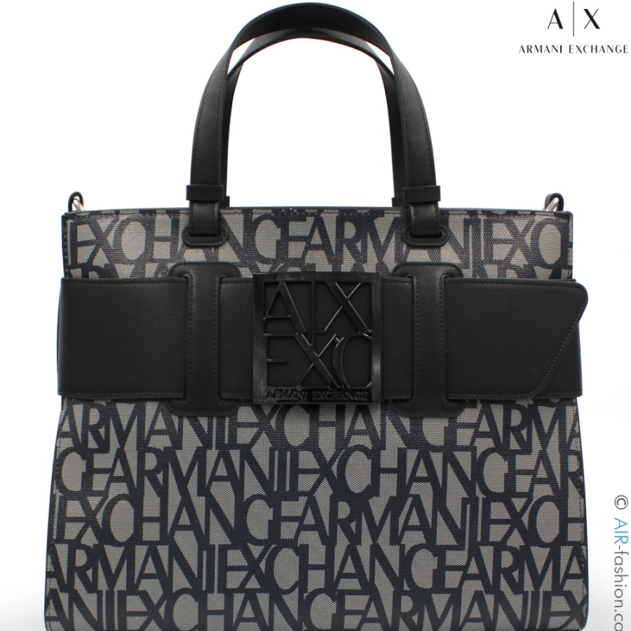 Borse Da Donna scambio Armani | Borsa Armani Exchange, Con Fantasia Loghi Nero-Grigio 9426893F742100850