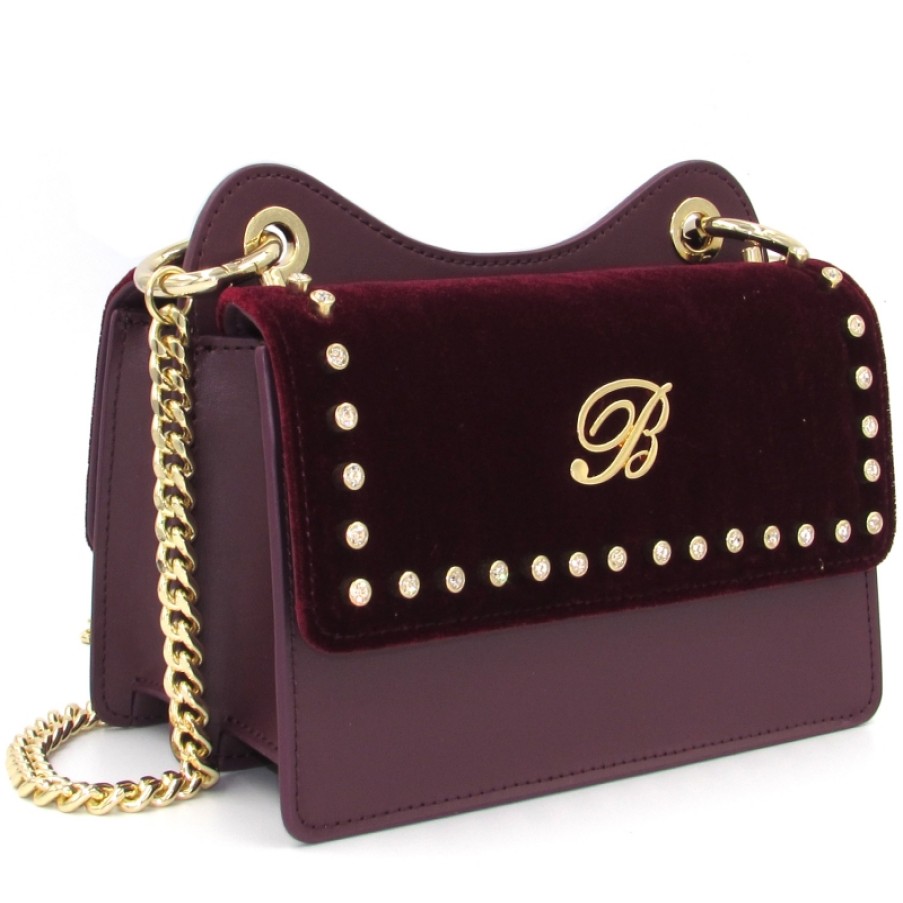 Borse Da Donna Blumarine | Borsa Mini Blumarine In Velluto E Pelle Bordeaux B83Pwb710012090