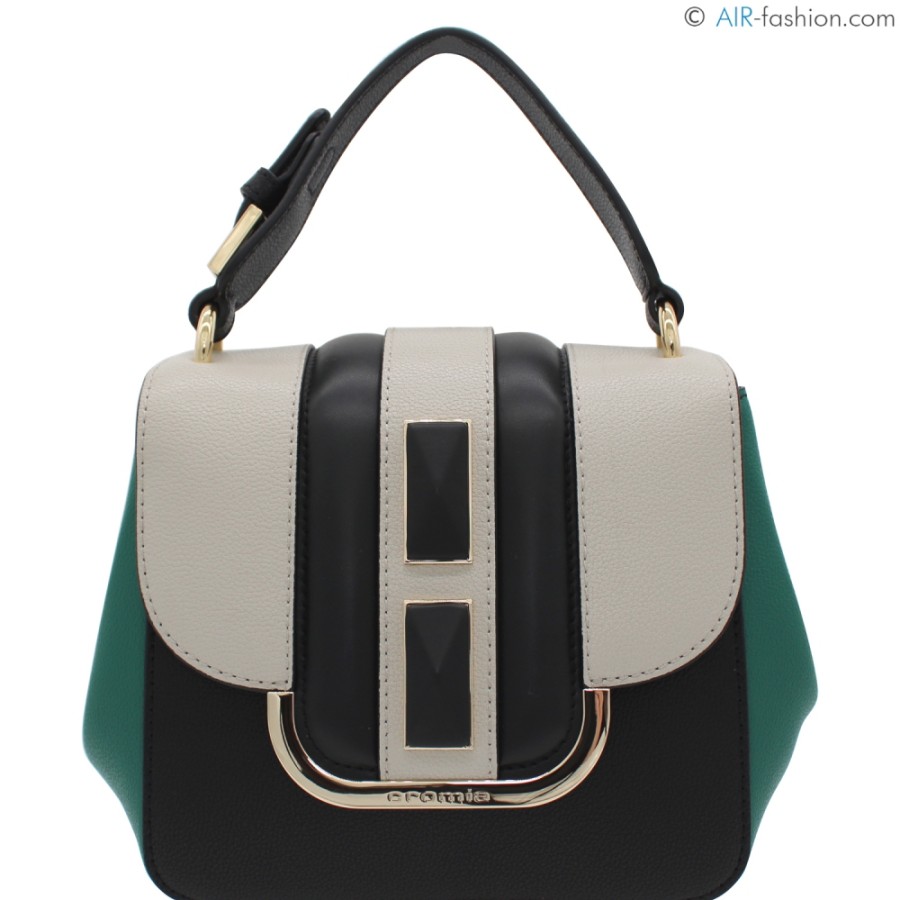 Borse Da Donna Cromia | Borsa A Mano Cromia Mini Satchel Da Donna In Pelle Verde, Nera, Grigia 1405565