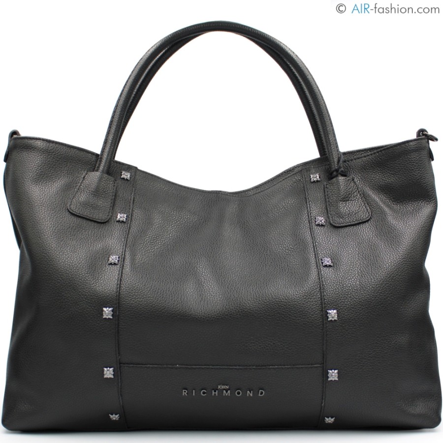 Borse Da Donna Giovanni Richmond | Borsa Tote John Richmond In Vera Pelle Nera, Made In Italy Jr-W-1071