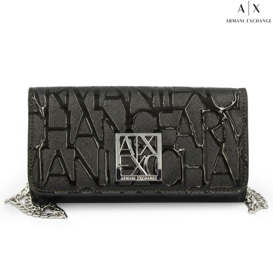 Borse Da Donna scambio Armani | Portafoglio Armani Exchange - Pochette Con Tracolla A Catena, Colore Nero Lucido 948481-Cc794