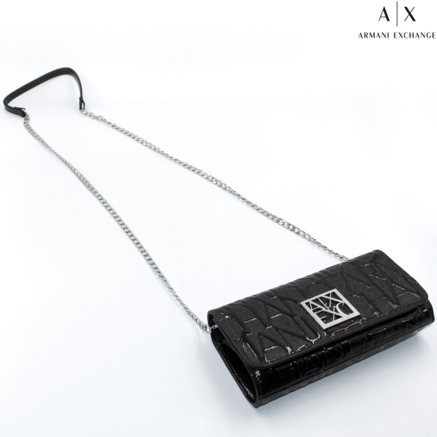 Borse Da Donna scambio Armani | Portafoglio Armani Exchange - Pochette Con Tracolla A Catena, Colore Nero Lucido 948481-Cc794