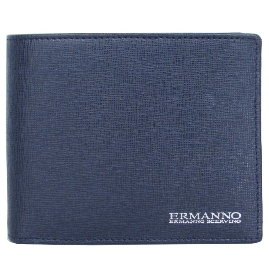 Accessori Da Uomo ERMANNO Ermanno Scervino | Ermanno Ermanno Scervino Portafoglio Elegante Da Uomo In Pelle Blu Made In Italy 12600015